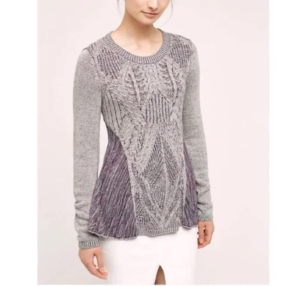 Anthropologie Moth Anita Swing Cabled Sweater